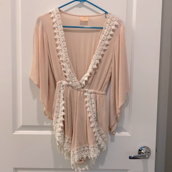 Dresses & Skirts - Peach Crochet Lace Romper